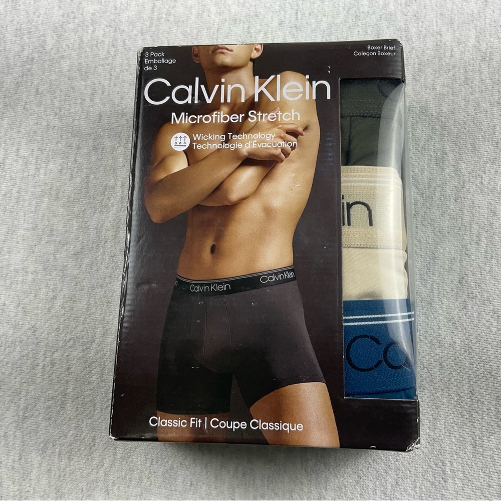 Calvin Klein Men's Microfiber Stretch Boxer Briefs 3 Pack Classic Fit Size: XL
